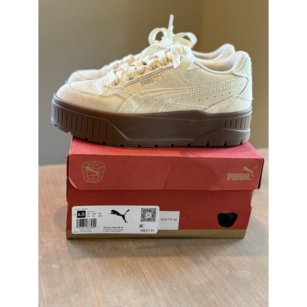 Puma Sneaker Karmen II Idol Size 4.5 M kids Ivory Platform Off White Fits 6.5 W - Picture 11 of 11